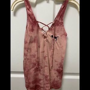 Set of 2 -Pink tie dye -Lace up tanks